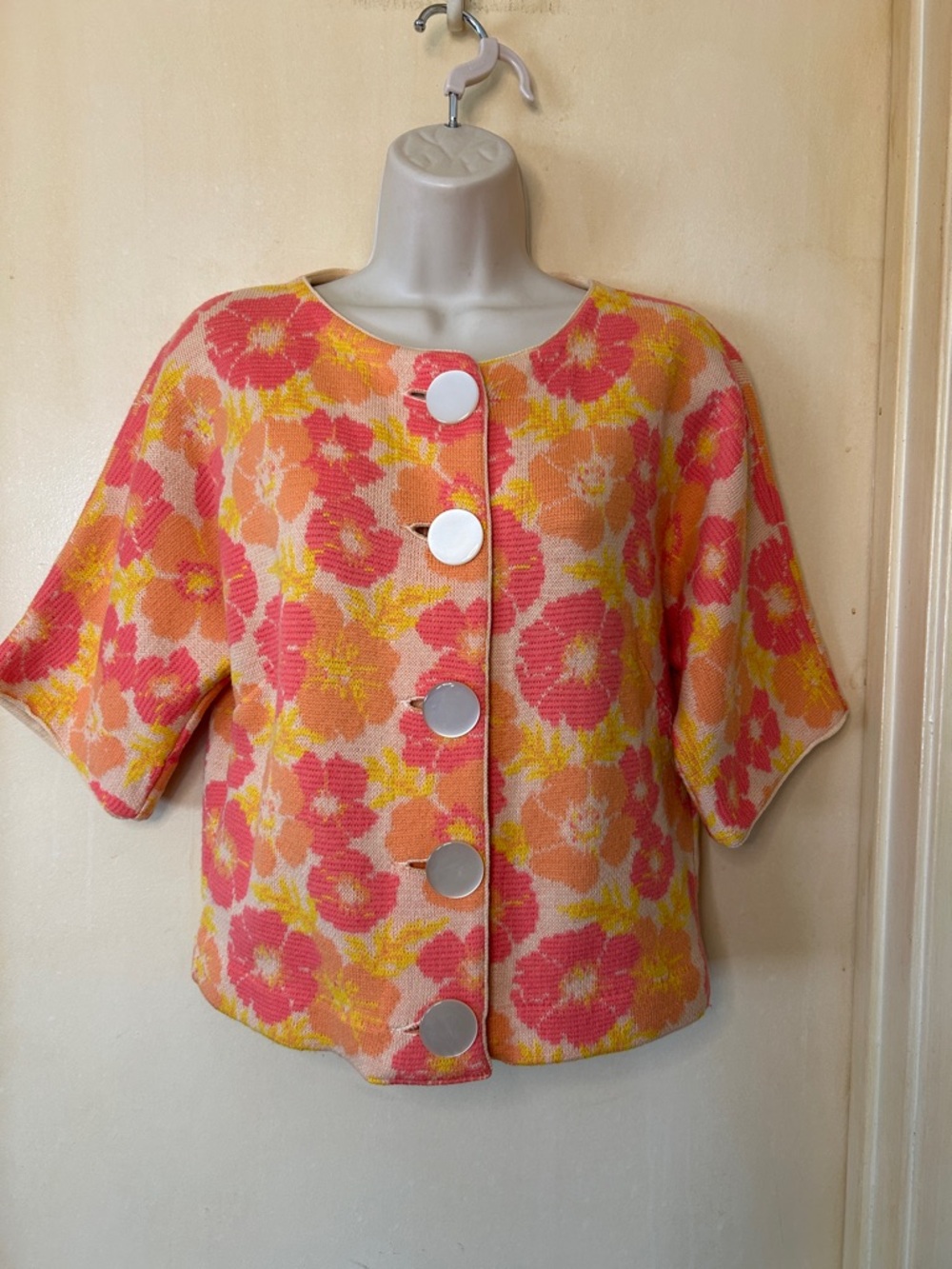 Vintage 1950’s Catalina Jacquard Button Front Sweater size 38 (medium)